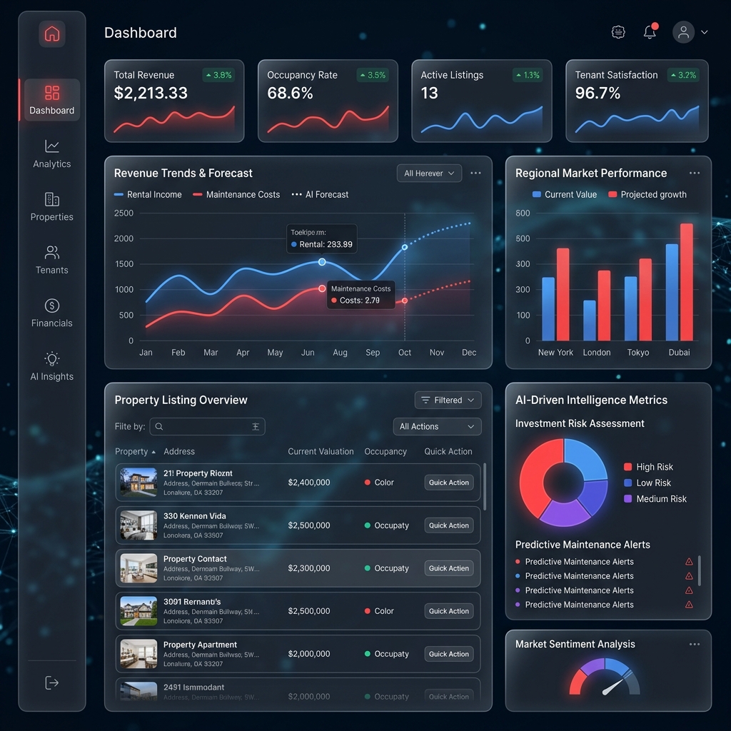 Kalibra AI ERP Real Estate Dashboard Mockup